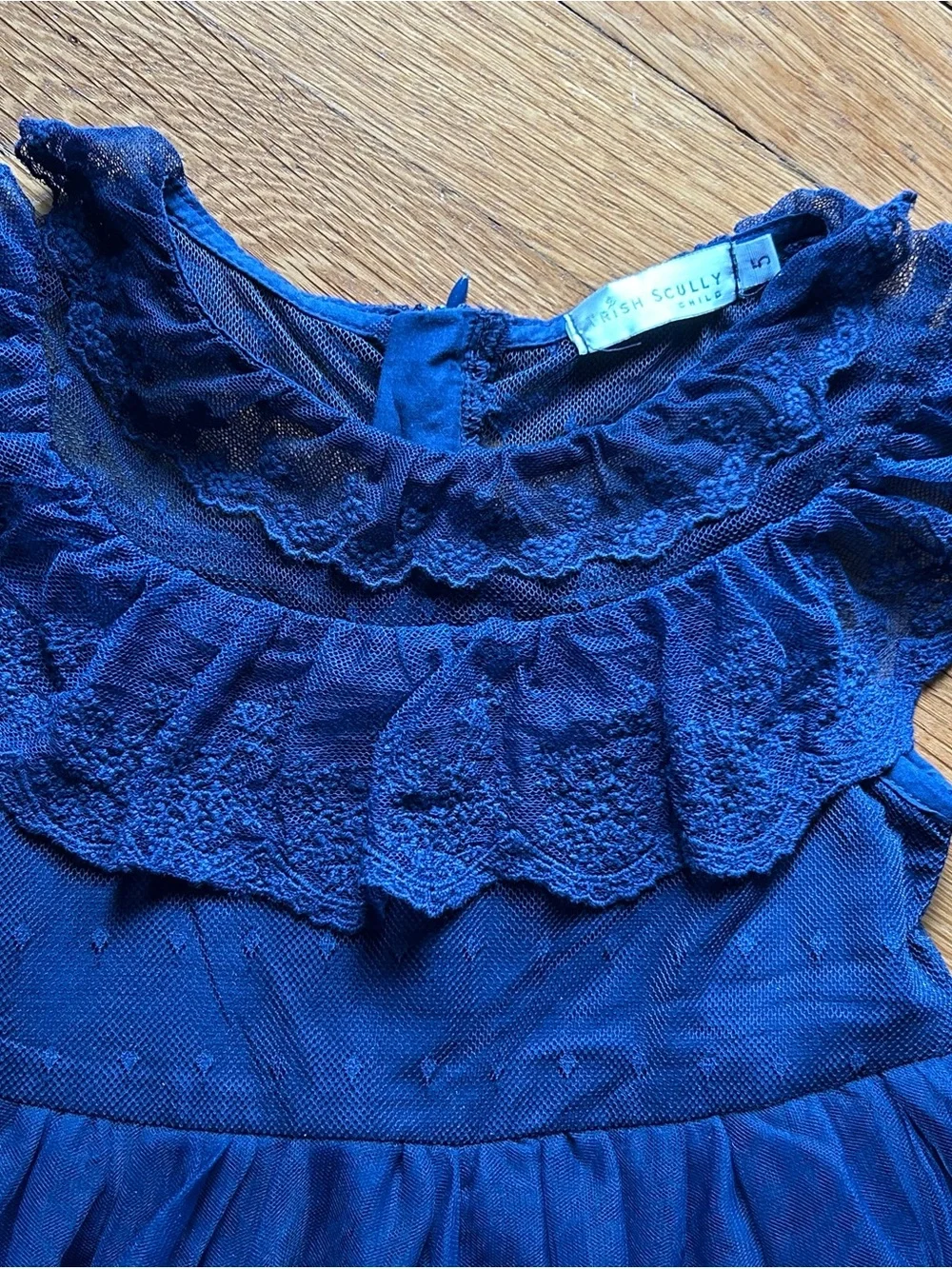 Blue Lace & Tulle Girls Formal Dress